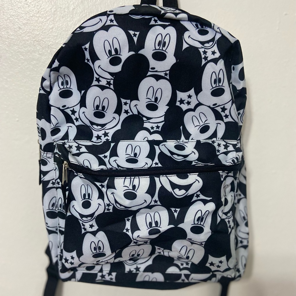 NEW - Disney Black & White Mickey Mouse Faces Print Backpack